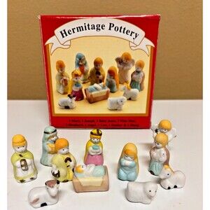 Hermitage Pottery Vtg Miniature Nativity Set Limited Edition